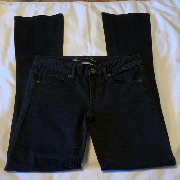 American Eagle Slim Straight Barely Boot Low Rise Black Stretchy Jeans (28x32) - Picture 1 of 13